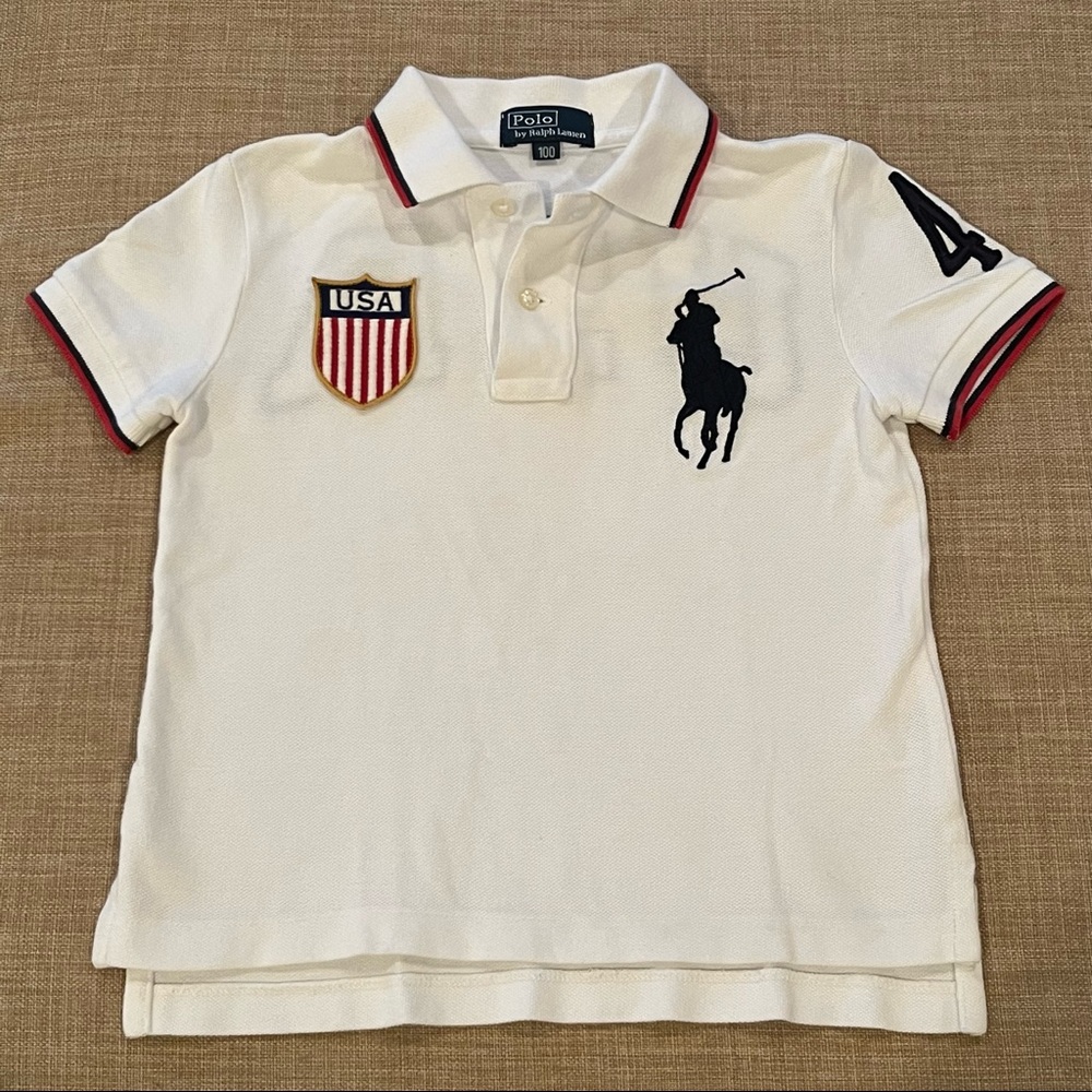 POLO by RALPH LAUREN cotton Pique Polo 3T USA logo 45 big pony embroidered